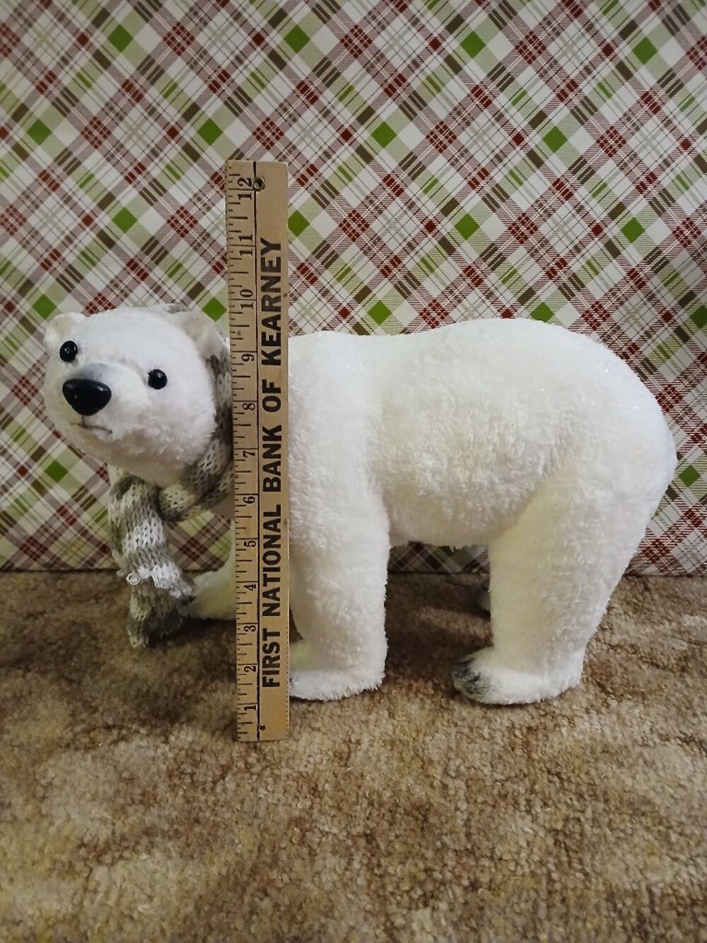 Faux Fur over Paper Mache Walking Polar Bear Indoor Christmas Winter Decoration - Picture 3 of 11